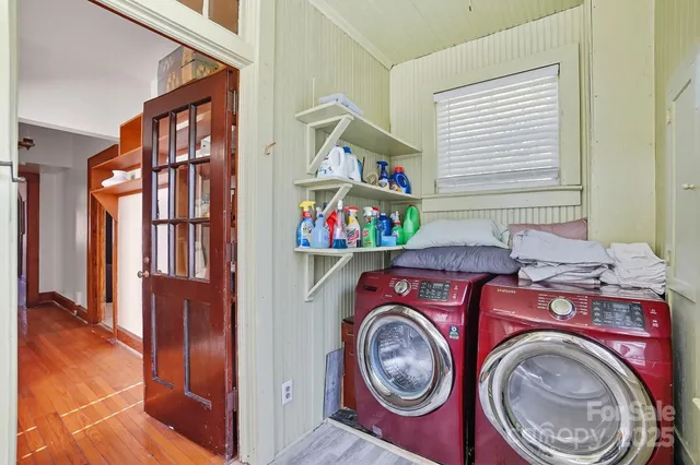 a utility room with dryer and washer