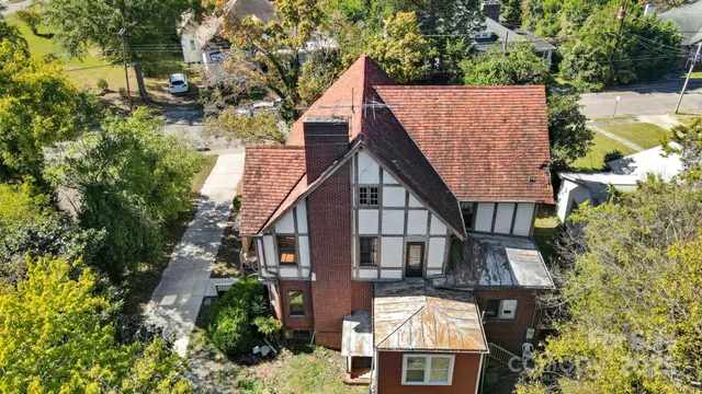 an aerial view of a house