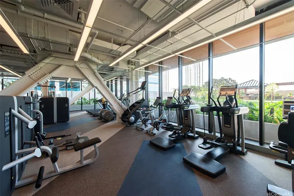a view of a room with gym equipment