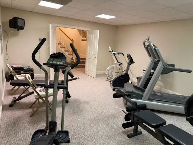 a view of a room with gym equipment