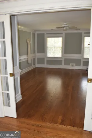 a view of a livingroom with furniture and a fireplace