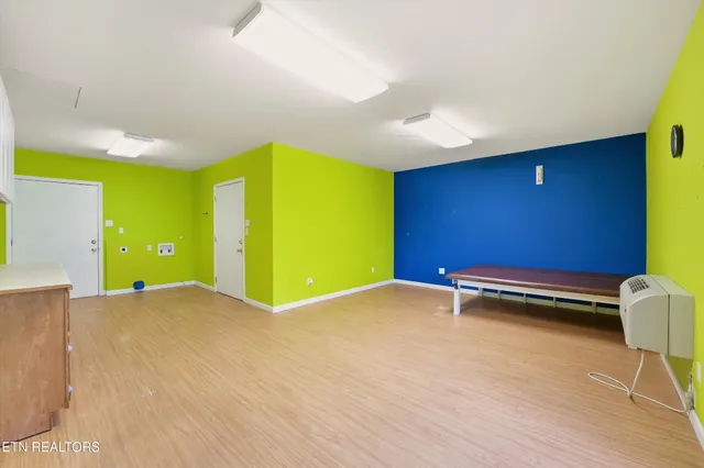 a view of a room with gym equipment