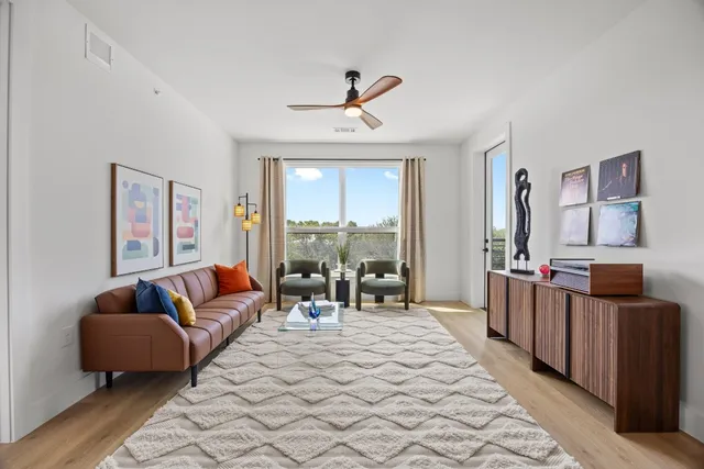 a living room with furniture