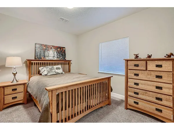 a bedroom with a bed and a dresser