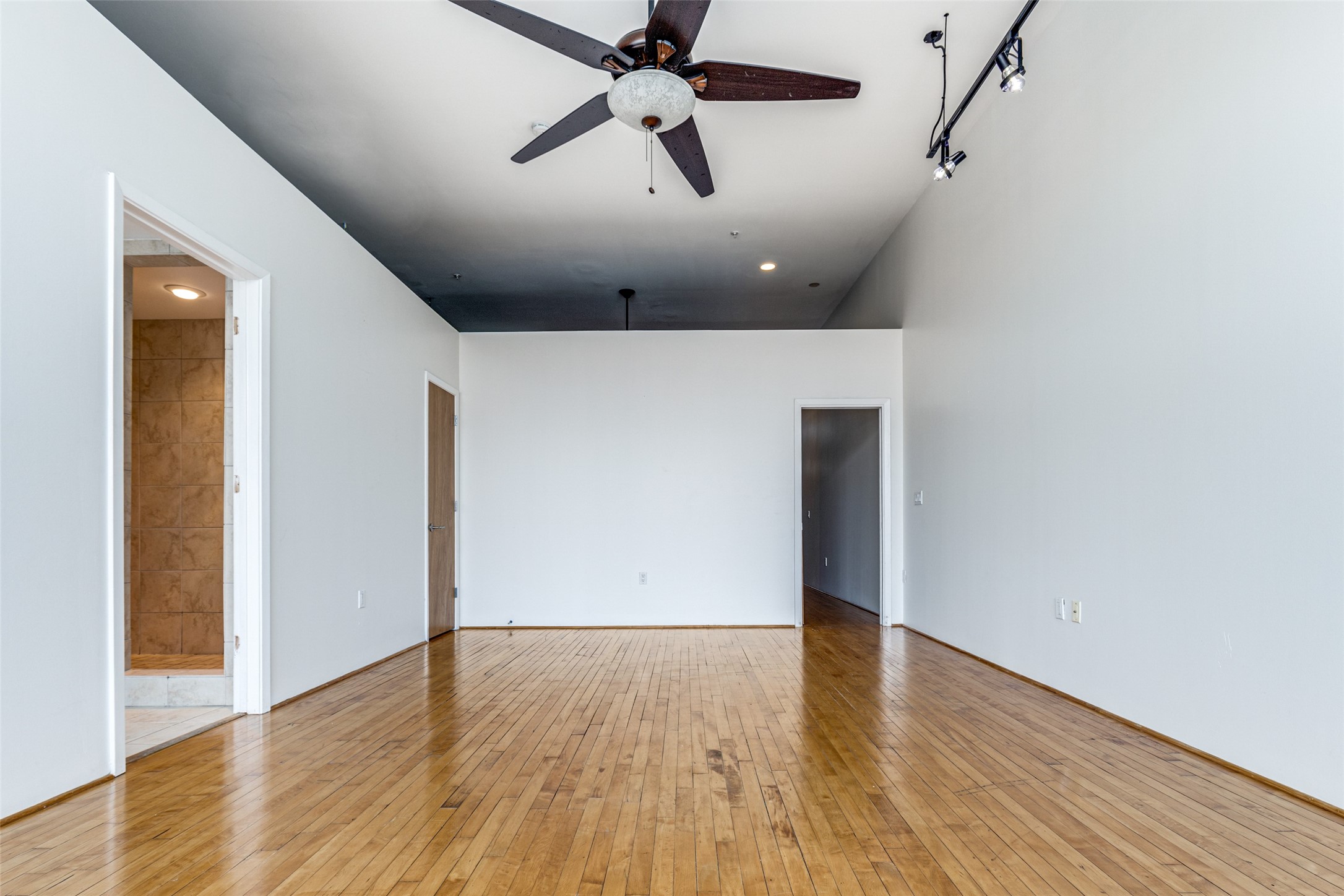 1312 Live Oak Street, Unit 223 Houston, TX 77003 - Photo 13 of 31 Alternate view of the primary bedroom highlighting the spacious layout, high ceilings, and natural light.