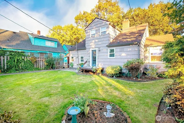 a backyard of a house with lots of green space