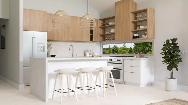 a kitchen with a sink and cabinets