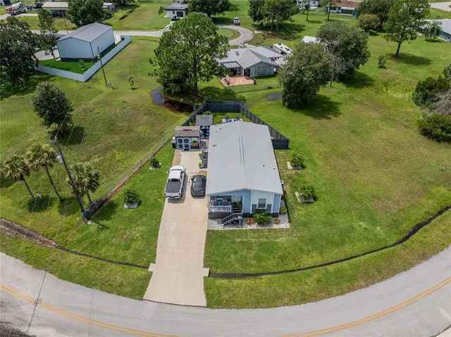 an aerial view of a house