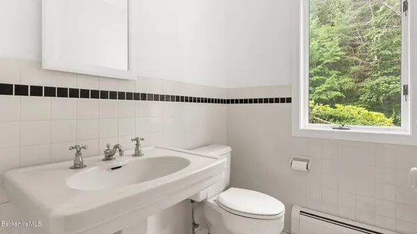 a view of a bathtub in a room