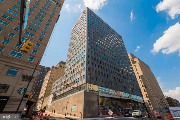 a city view with tall buildings