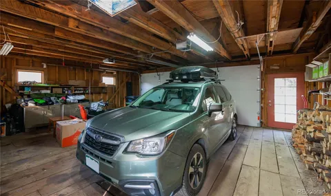 a car parked in a garage
