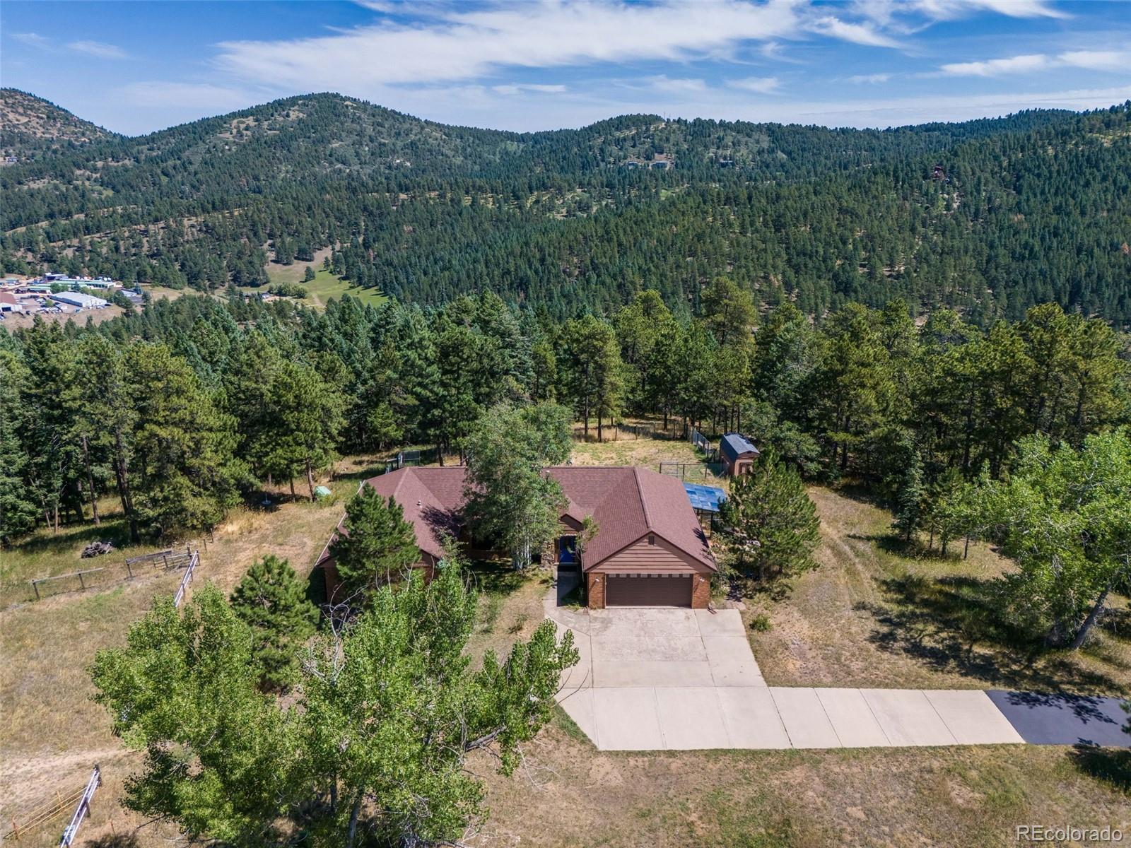 7572 Surrey Drive Morrison, CO 80465 - Photo 30 of 38 an aerial view of a house with a garden