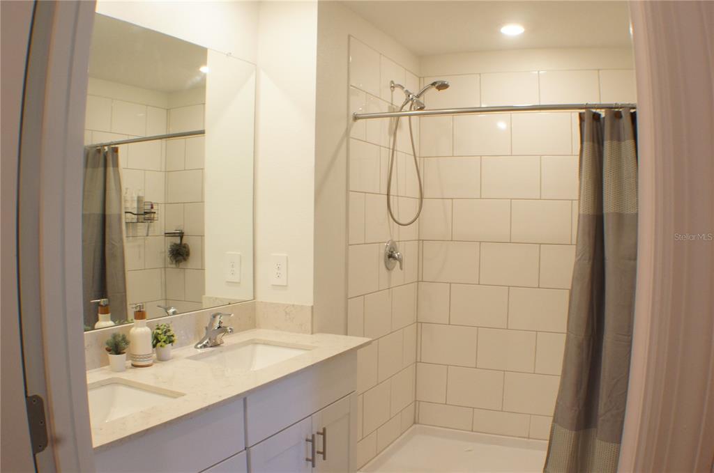 1714 Lanier Road Zephyrhills, FL 33541 - Photo 16 of 23 a bathroom with a sink shower and a mirror