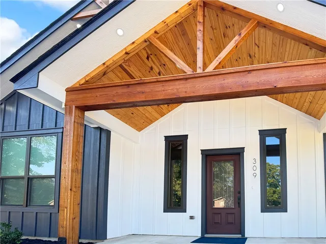 a front view of a house with a front door
