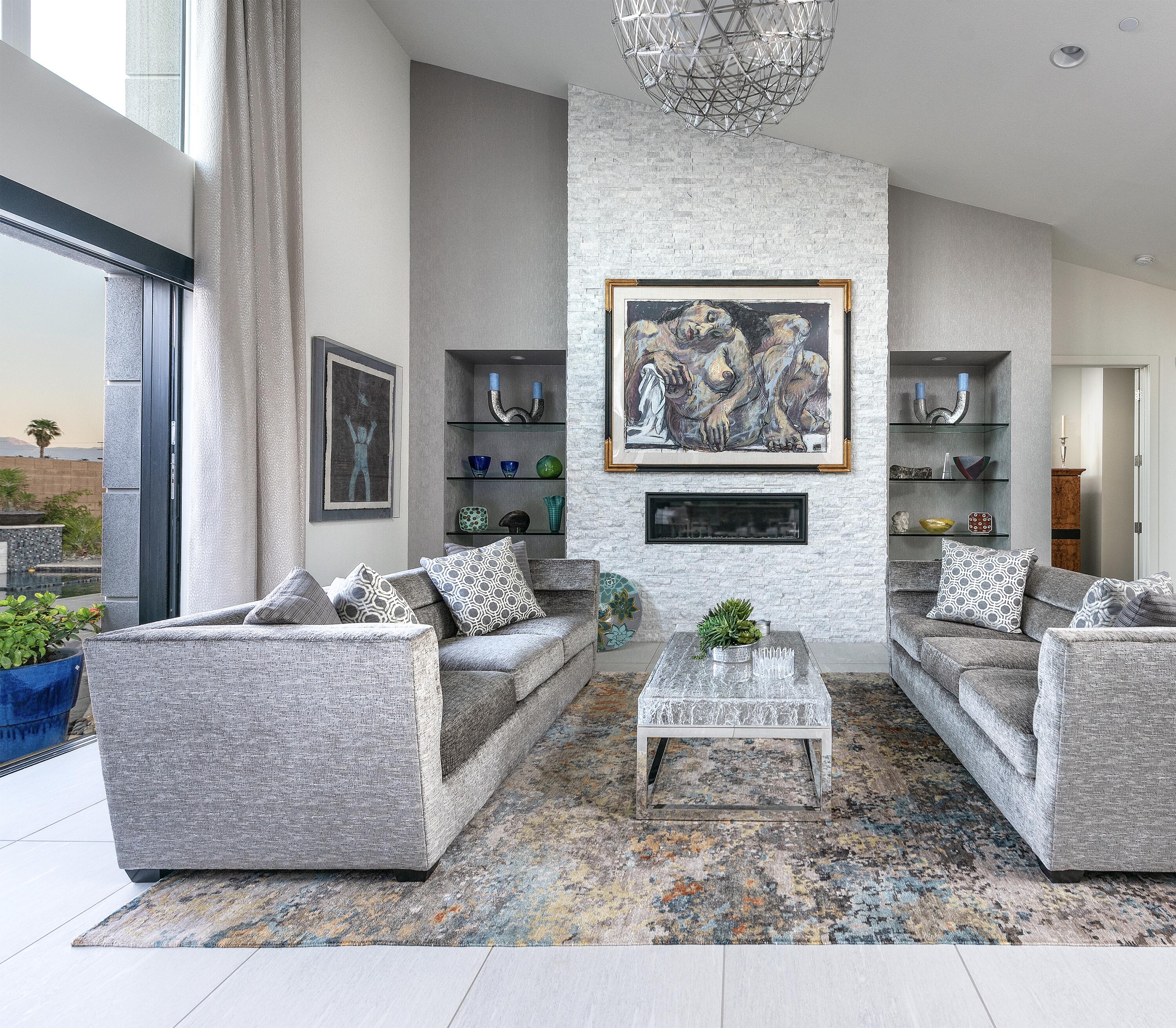 1 Via Merenda Rancho Mirage, CA 92270 - Photo 5 of 29 a living room with furniture and a fireplace