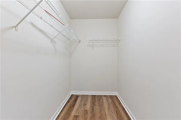 a view of a room with racks on the wall