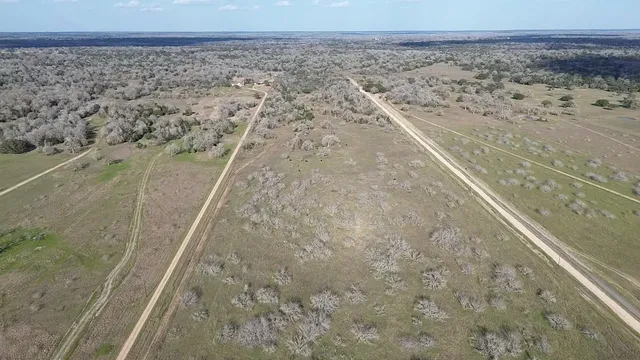 a view of a dry yard with wooden fence