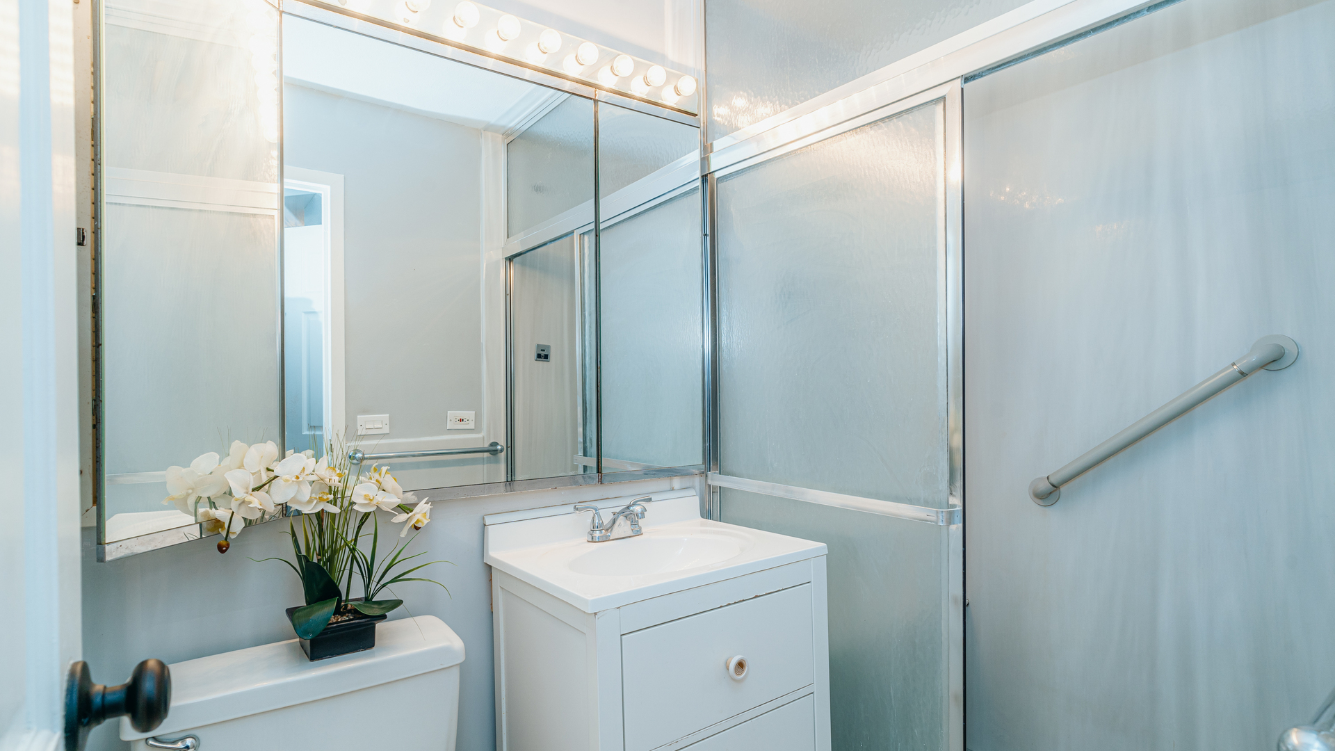 400 East Randolph Street, Unit 3915 Chicago, IL 60601 - Photo 10 of 16 a bathroom with a sink a toilet and a mirror
