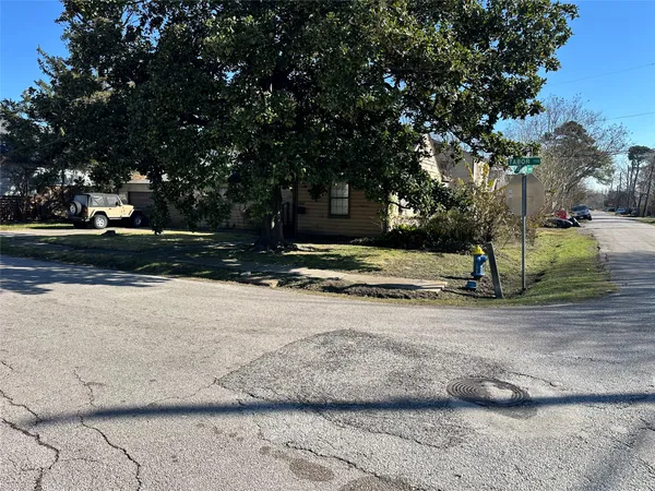 a view of street with large trees