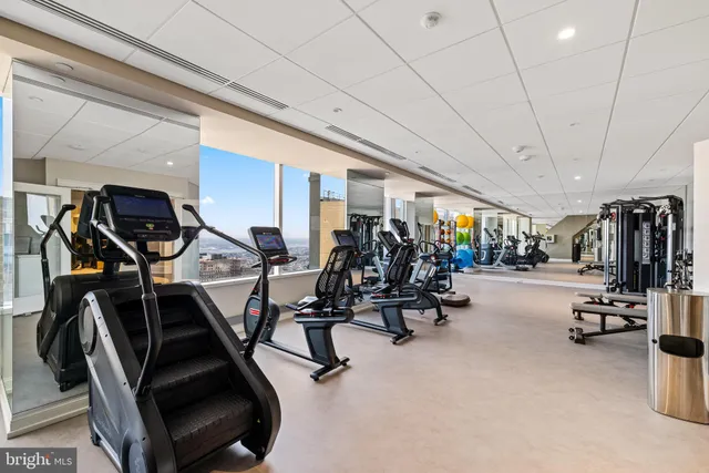 a view of a room with gym equipment