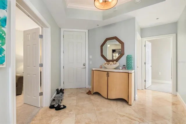 a large kitchen with cabinets