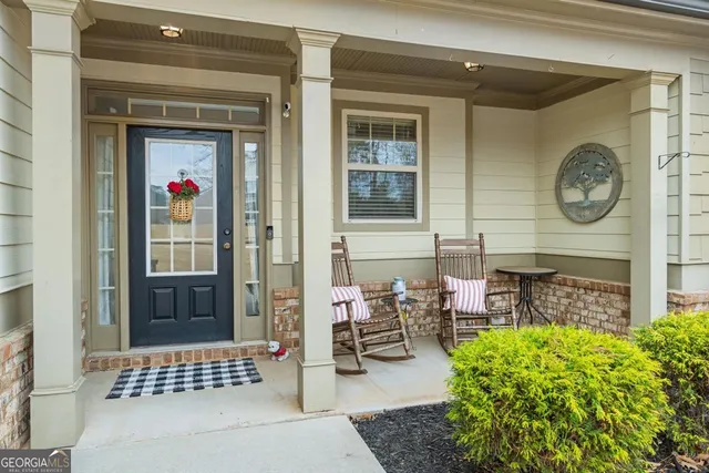 a outdoor living space with furniture