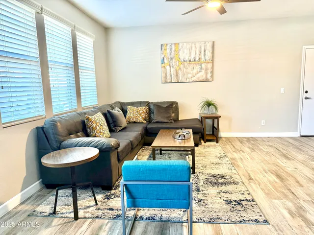 a living room with a couch and a coffee table