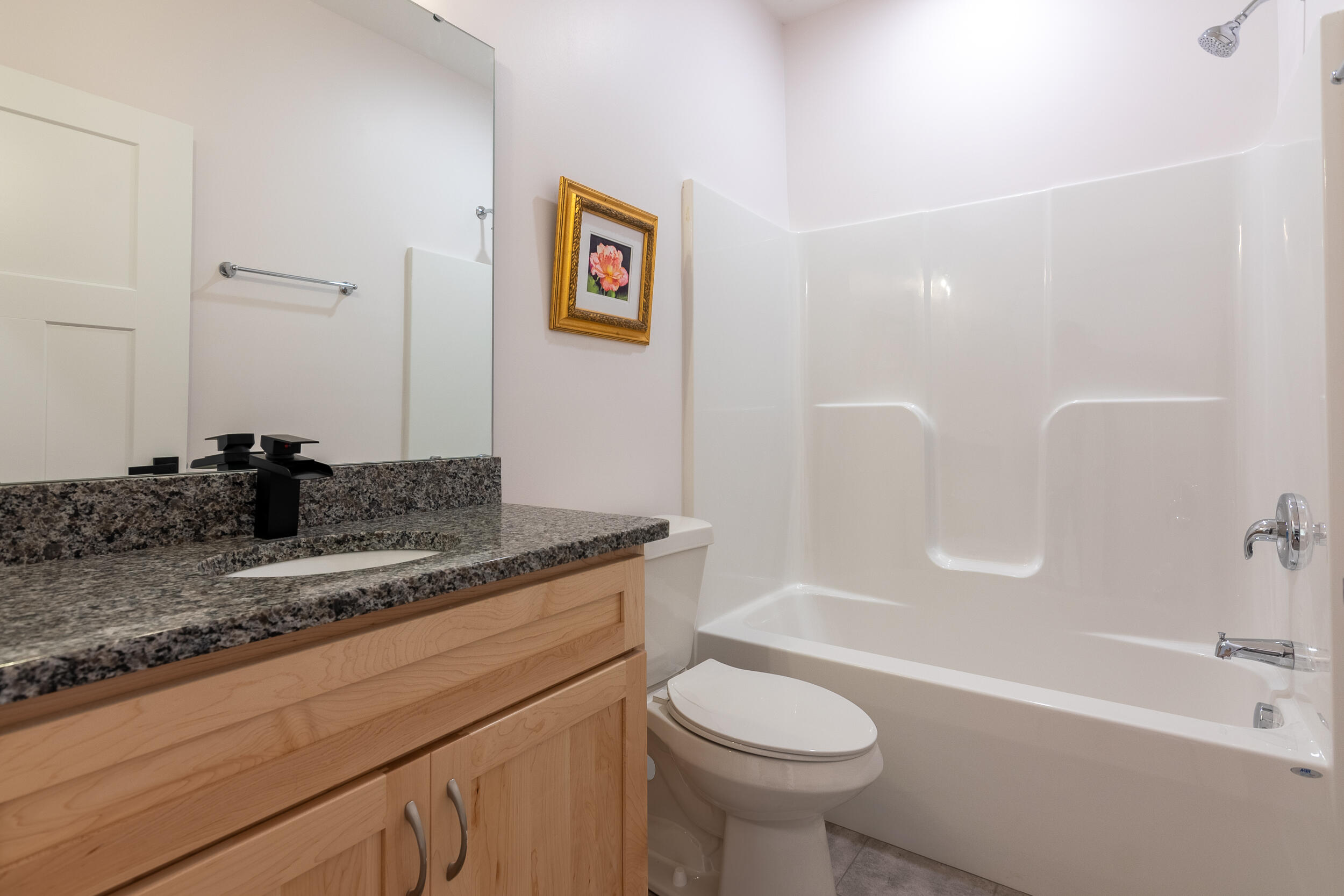 402 Parkview Road Northeast Floyd, VA 24091 - Photo 25 of 48 a bathroom with a granite countertop sink a toilet and bathtub