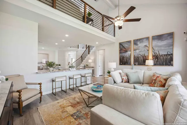 a living room with furniture