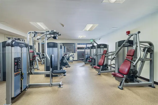 a view of a room with gym equipment
