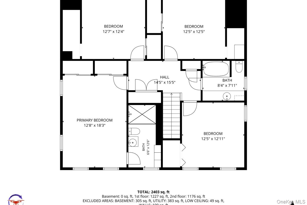 185 Taylor Road Mountainville, NY 10953 - Photo 45 of 47 Second Floor, measured at 1,176 sq. ft.