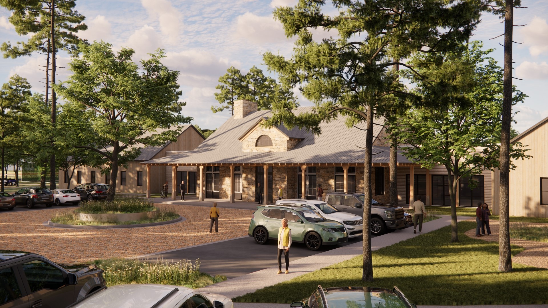 9170 Grand Jubilee Drive Montgomery, TX 77316 - Photo 13 of 18 a front view of a building with trees and umbrellas