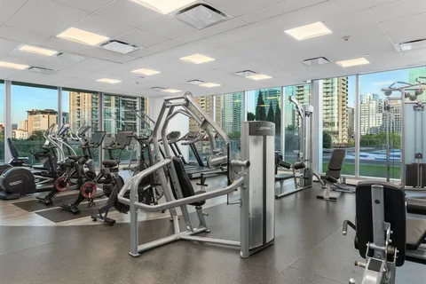 a view of a room with gym equipment