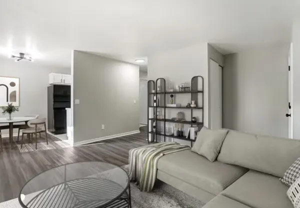 a living room with furniture