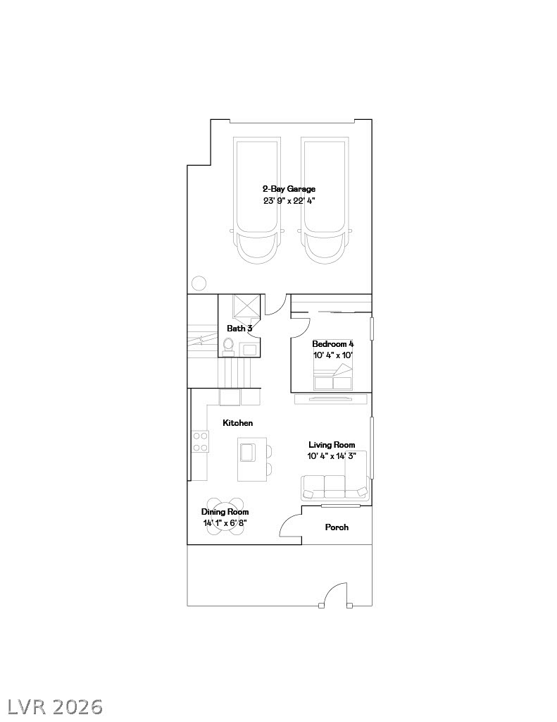 1027 Barker Ridge Street Henderson, NV 89002 - Photo 2 of 3 A well-organized floor plan showcasing the ground level's functional layout and room dimensions.