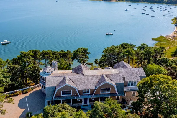 an aerial view of a house
