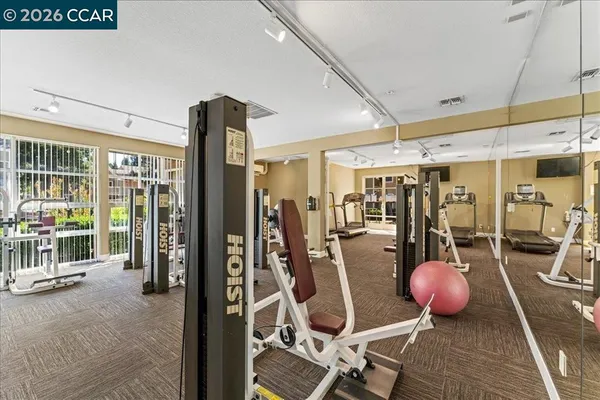 a view of a room with gym equipment
