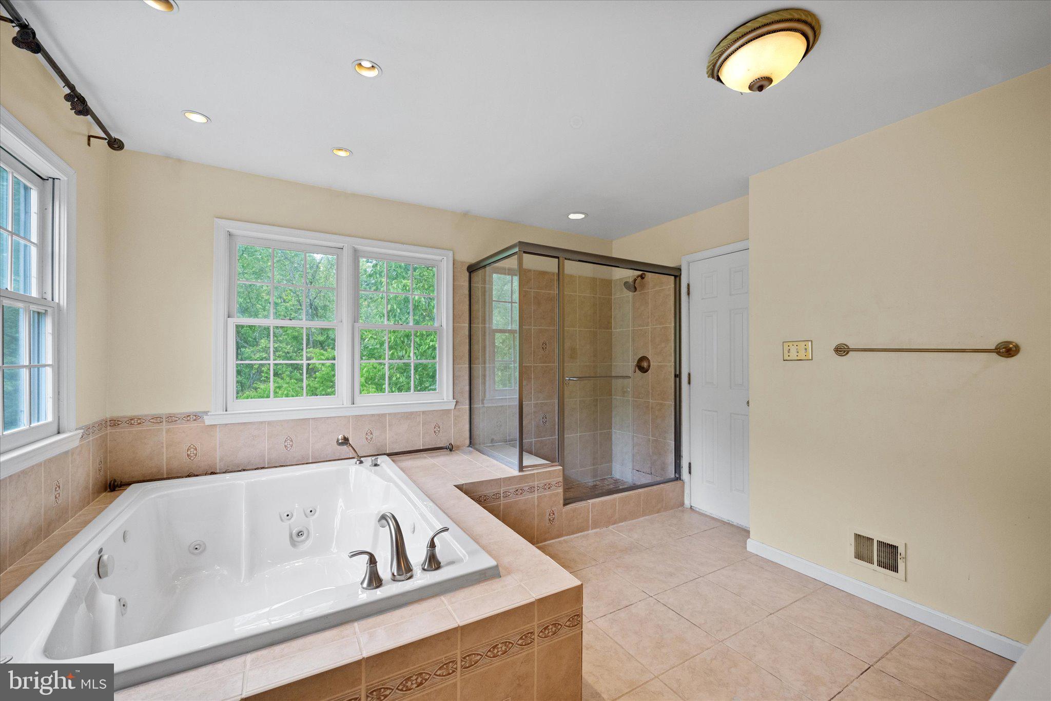 6832 Compton Heights Circle Clifton, VA 20124 - Photo 31 of 54 a bathroom with a tub a sink and a large window