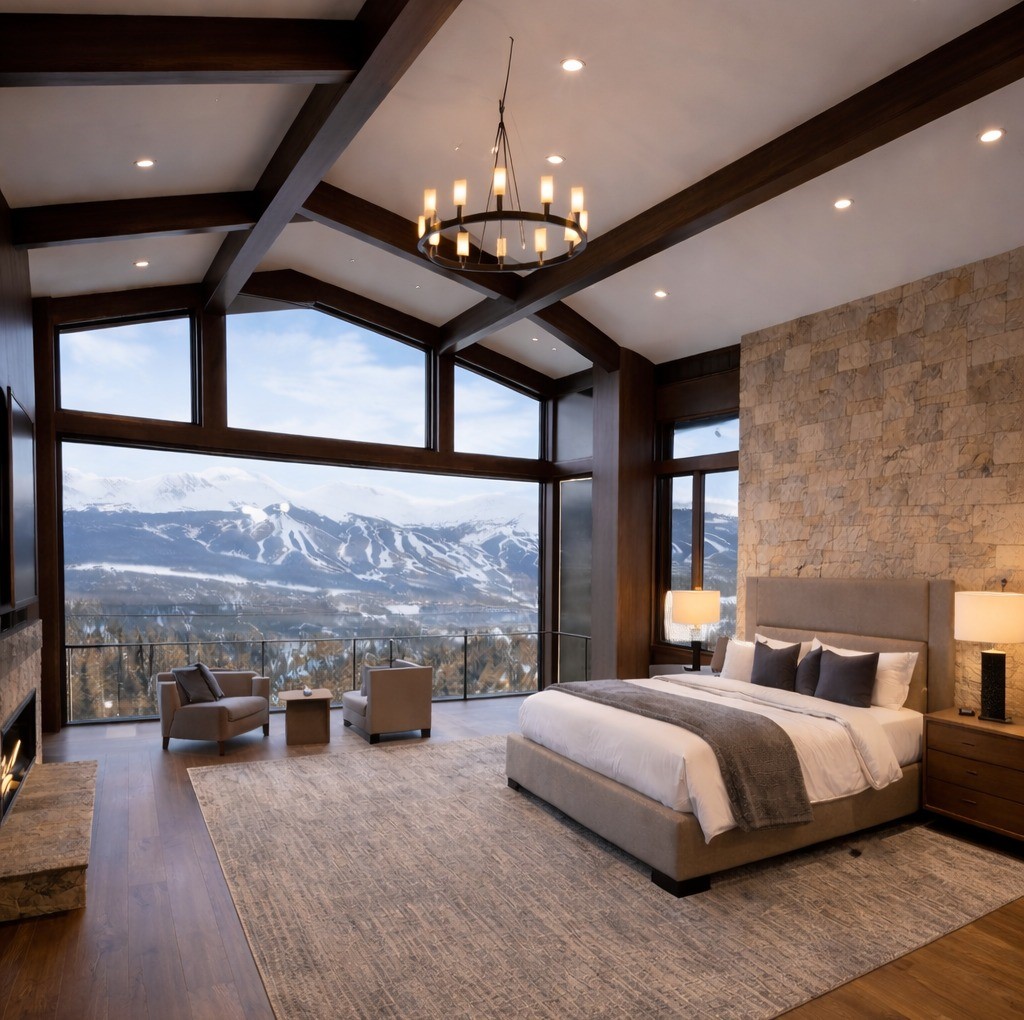 515 Miners View Road Breckenridge, CO 80424 - Photo 13 of 23 a spacious bedroom with a large bed and a large window