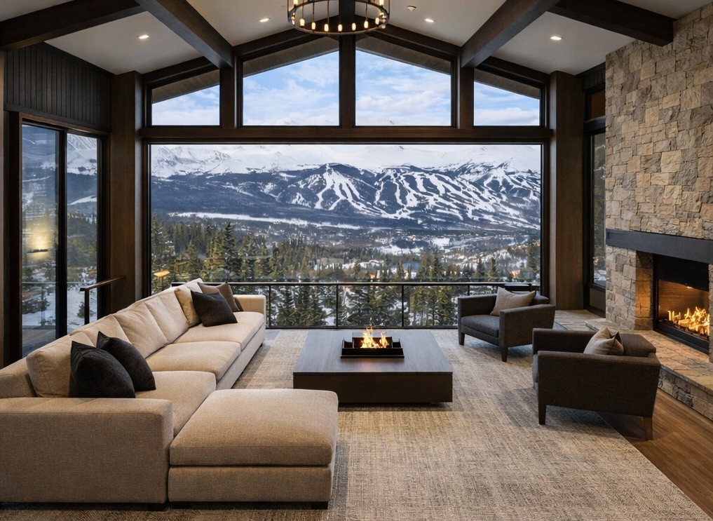 515 Miners View Road Breckenridge, CO 80424 - Photo 5 of 23 a living room with furniture and a fireplace