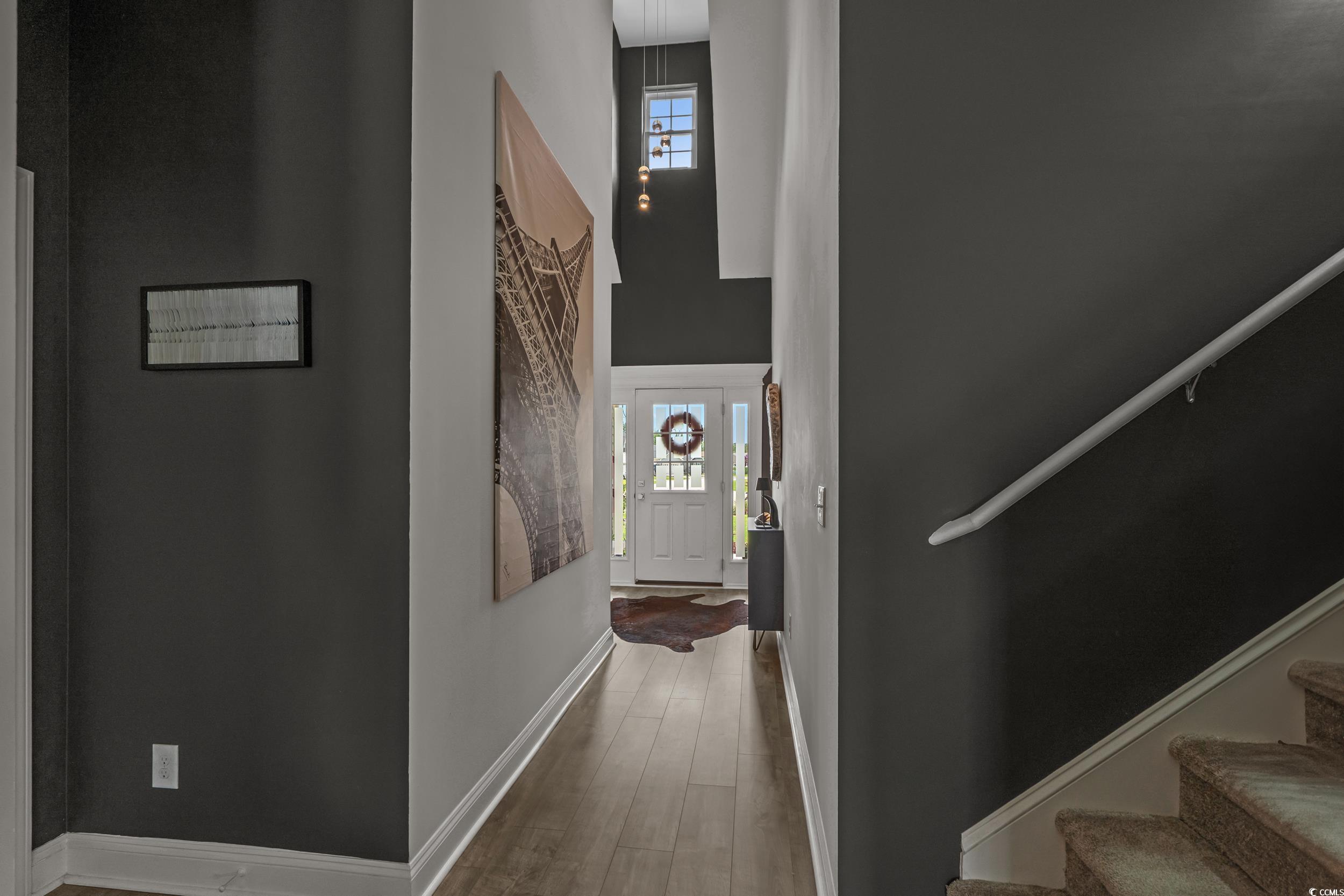 752 Hobonny Loop Longs, SC 29568 - Photo 5 of 40 Corridor with wood finished floors, stairs, plenty of natural light, and a high ceiling