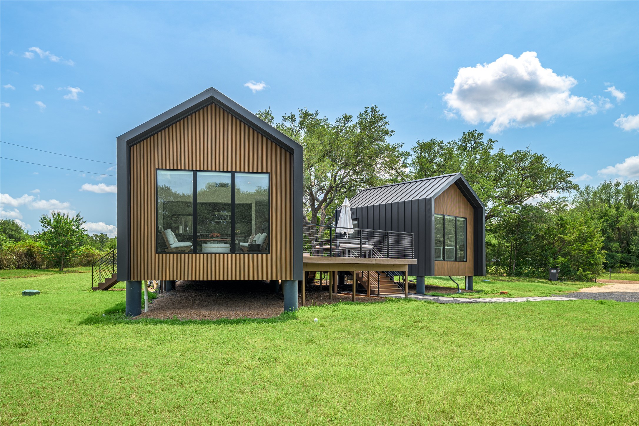 a house view with a garden space