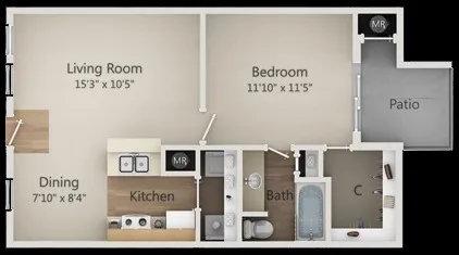 a kitchen with a sink and a refrigerator