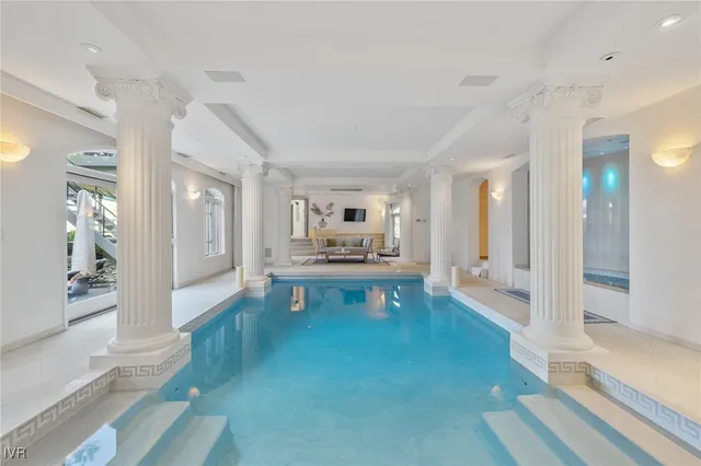 a garden view with a seating space