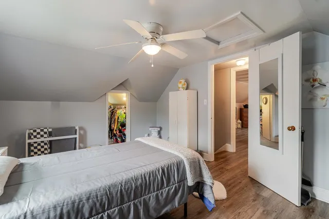a view of a storage room with racks