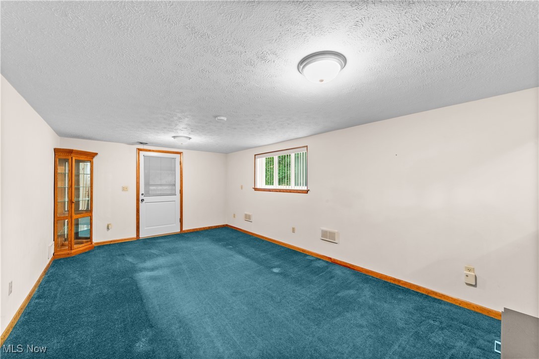 648 Rehwinkle Road Northfield, OH 44067 - Photo 7 of 38 Family room featuring carpet floors and a textured ceiling