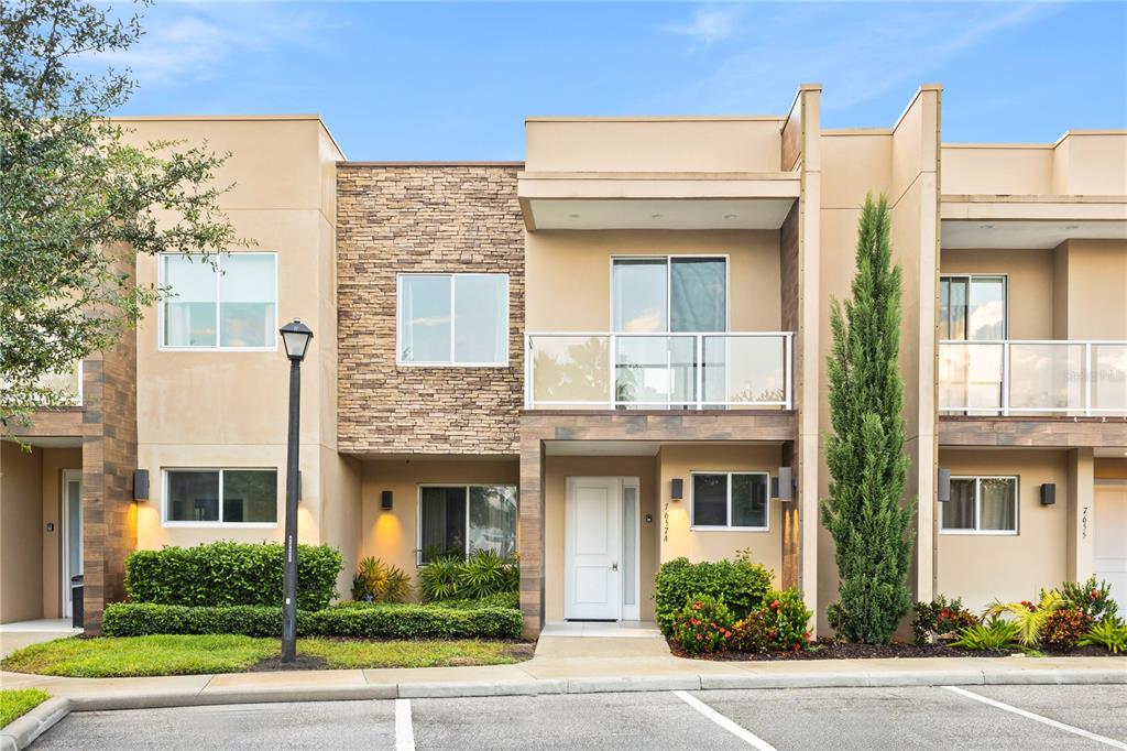 a front view of a multi story residential apartment building