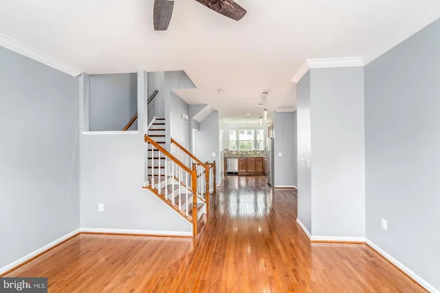 a view of entryway with wooden floor