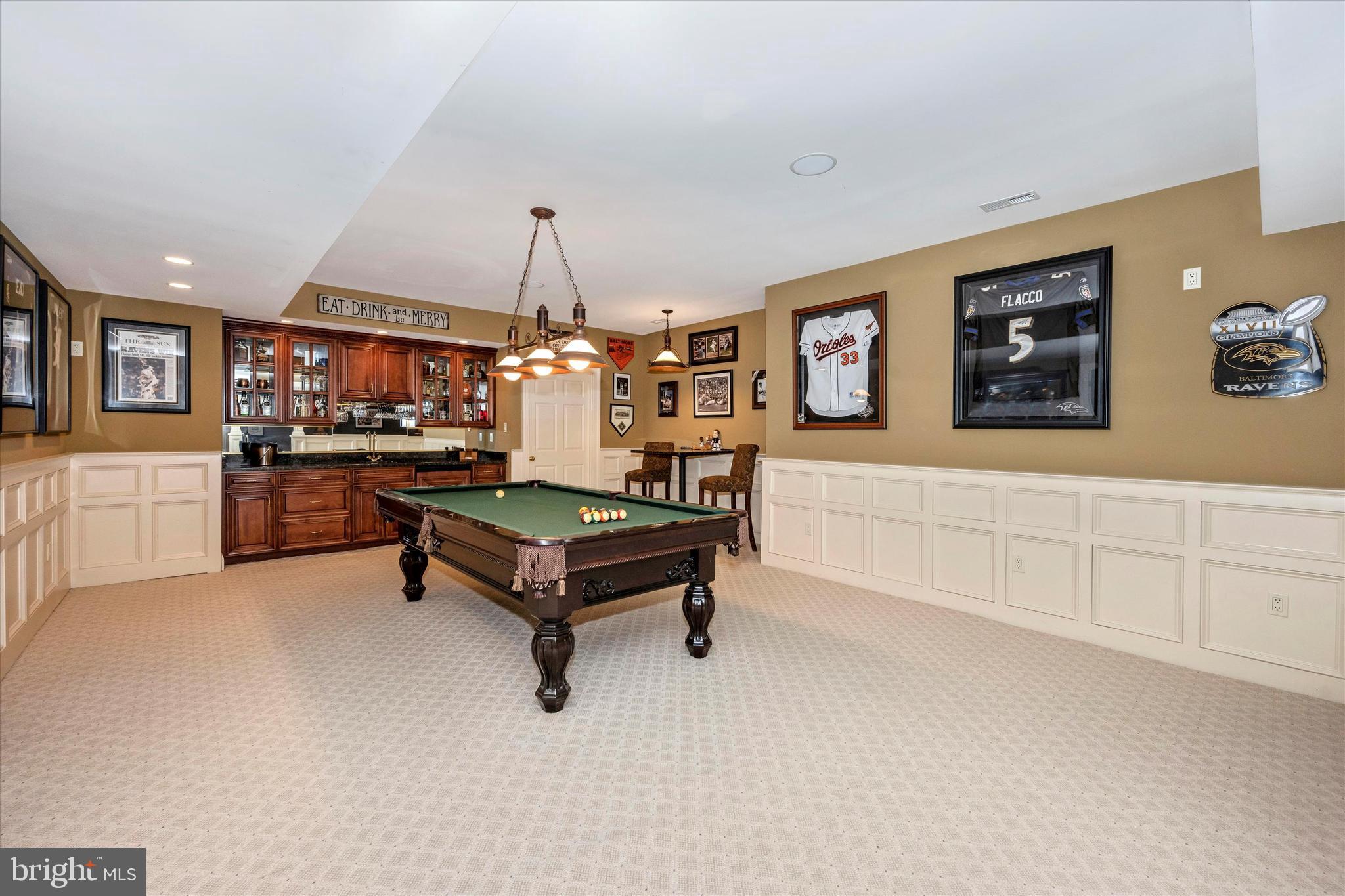 12215 Etchison Road Ellicott City, MD 21042 - Photo 37 of 46 Pool table area and wet bar w/under counter fridge
