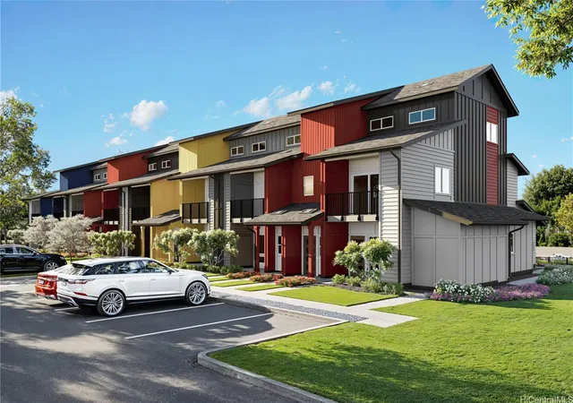 a car parked in front of a house